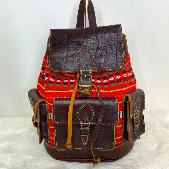 Hand Crafted | Bags | Handmade Moroccan Large Leather Kilim 